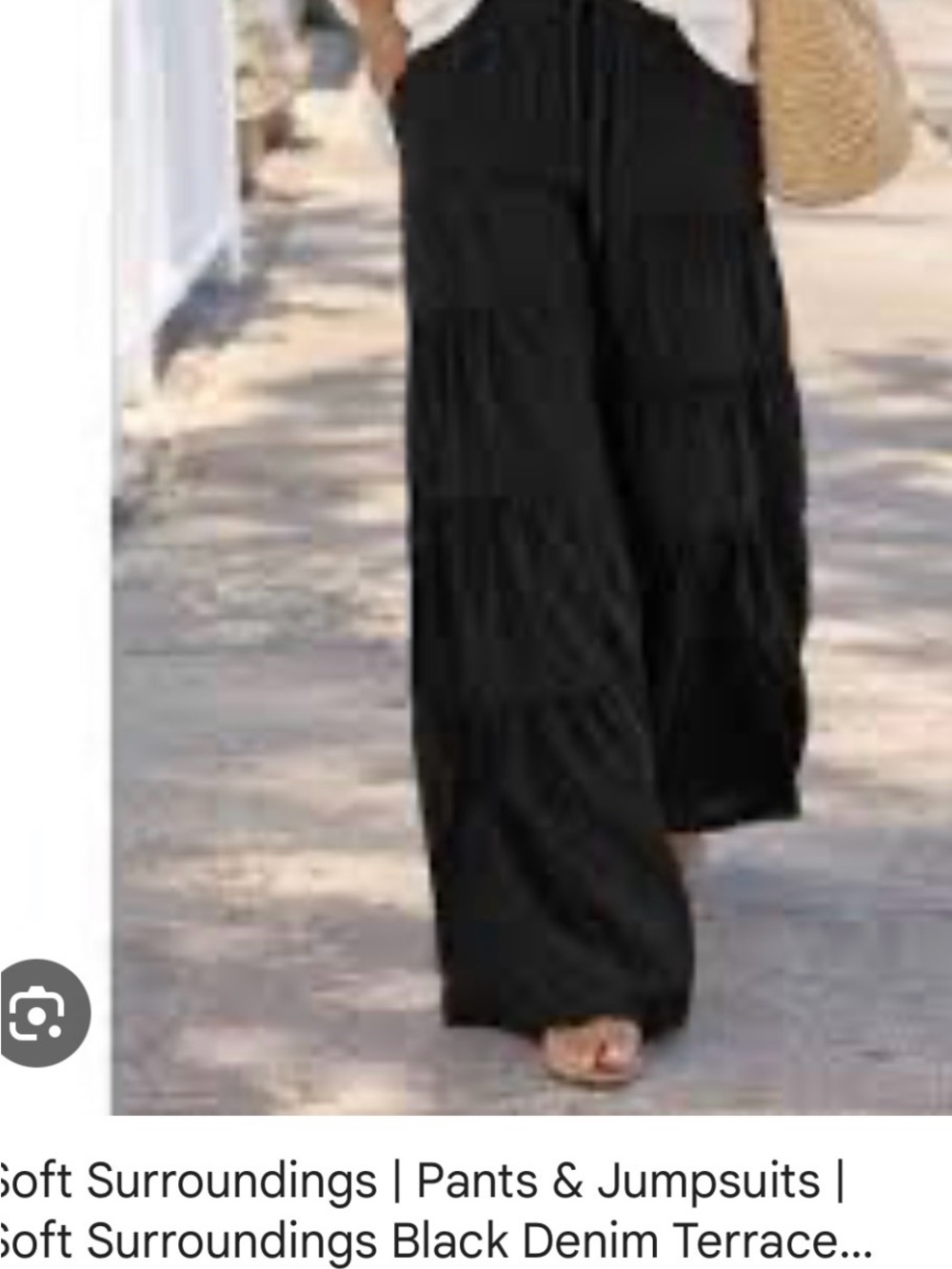 Soft Surroundings Black Wide-Leg Tiered Cargo Pants